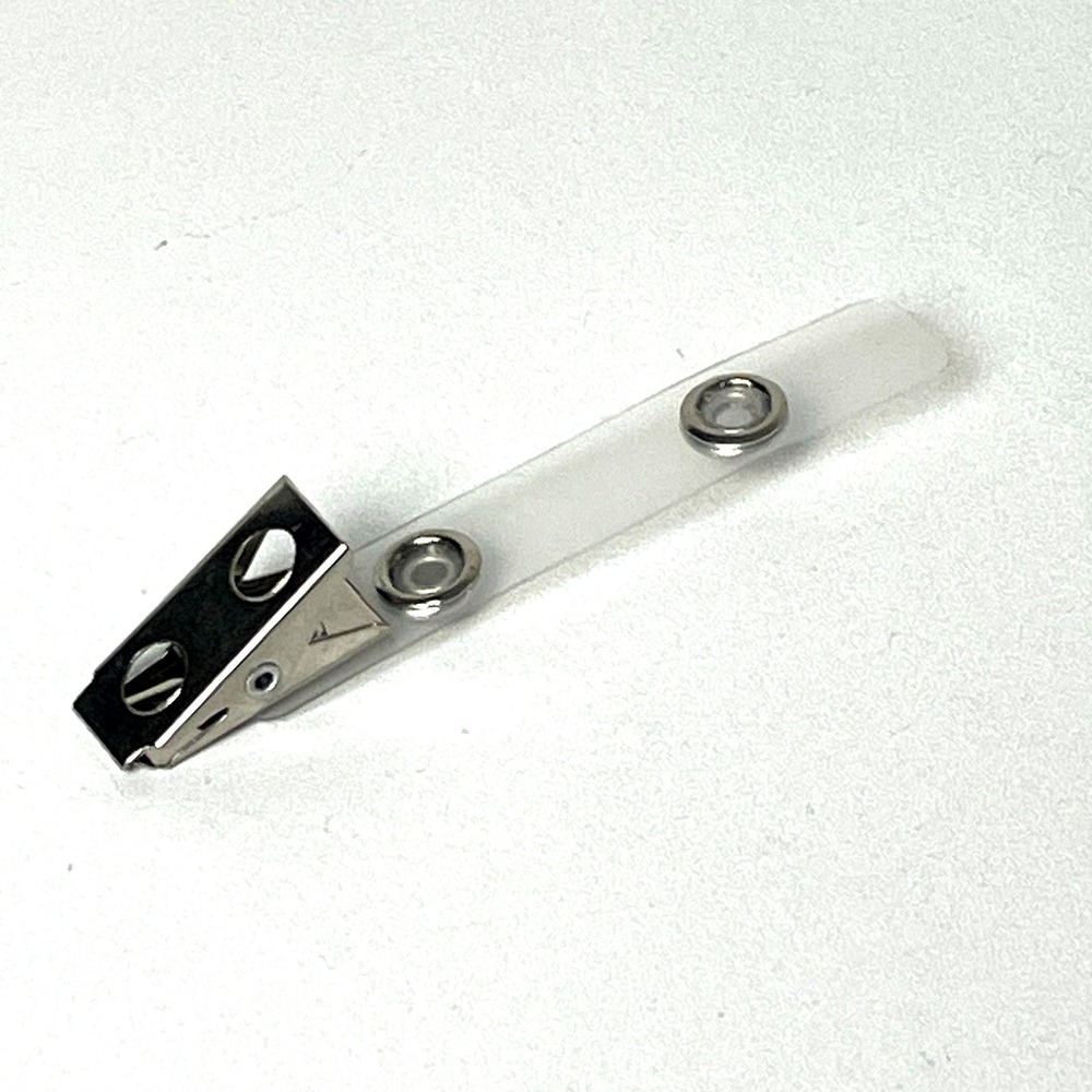 220 Clear Mylar ID Badge Strap Clips Metal 2 Hole 1/2" Snap Bulk Lot NEW